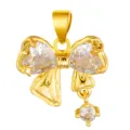 Gold Bow Zircon Pendant, Dainty Metal Cubic Zirconia Jewelry Accessory for DIY Necklace Bracelet. - Bow Small Pendant Style (T00494)