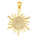 Gold sun pendant with sparkling pave cubic zirconia, stylish DIY jewelry accessory. - Sun Ray Style (T00496)