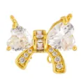 Gold plated copper bow DIY pendant charm with sparkling cubic zirconia crystals for jewelry. - Zircon Bow Style (T00497)