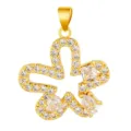 Gold plated copper micro pave cubic zirconia flower pendant for DIY jewelry making - Abstract Floral Style (T00498)