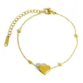 Gold stainless steel heart anklet detail, adjustable extension chain with tiny beads. - Bead Chain Heart / Gold