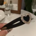 Pince a cheveux noire strass coeur noeud barrette elegante femme mode style coiffure accessoire - Style Coeur (D38-1) / Noir