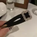 Pince à cheveux noire en cristal strass pince latérale élégante accessoires pour femmes filles quotidien - Style Carré (D38-2) / Noir