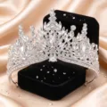 Splendida tiara da sposa in strass di cristallo corona d'argento accessori per capelli - Argento + Zirconia Bianca