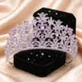 Exquisite silver bridal tiara with purple rhinestones, perfect for wedding and party. - Silver with Purple Rhinestone