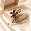 Vintage cristal fleur broche elegante doree strass broche epingle pour femmes veste accessoire - Style Branche et Fleur (款5)
