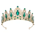 Elegantes goldenes Strass-Diadem mit grünen Tropfenkristallen für Braut Hochzeit Abendfeier. - Gold mit grünem Strass
