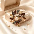 Broche fleur en cristal vintage avec perle, design spiralé élégant pour veste accessoires - Style Spirale avec Perle Artificielle (款6)