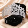 Gorgeous silver bridal tiara crown sparkling crystal rhinestone wedding hair accessories for women. - Silver + White Zirconia