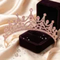Exquisite pink rhinestone tiara detail showcasing sparkling crystal craftsmanship for brides. - Champagne With Pink Rhinestone