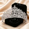 Sposa Barocco strass corona tiara matrimonio accessori capelli scintillante cristallo copricapo - Argento + Zirconia Bianca