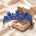Stunning Blue Crystal Bridal Tiara Princess Hair Band Wedding Party Hair Accessory - Style 2 / Blue/Iridescent