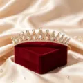 European American bridal rhinestone tiara vintage gold wedding hair accessories crown - KC Gold-White