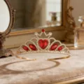Goud strass kinderen prinses tiara kroon haarhoepel prachtig elegante prestatie hoofdtooi - H-122 goudrood