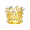 Primer plano de corona dorada, pedrería de cristal brillante, elegante accesorio de fiesta. - Dorado + Estrás Blanco