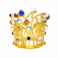 Corona de tiara de oro de cristal colorido para niños fiesta de vacaciones festival accesorios de pelo - Dorado + Strass Multicolor