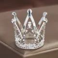 Silver metal crown tiara with sparkling rhinestones, perfect for children party and hair styling. - Multi-Rhinestone Mini Round - Silver