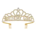 Tiara compleanno ragazza strass corona cristallo cerchietto accessori per capelli. - GIRL Oro + Strass Bianco