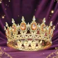 Barock Legierung Tropfen Krone Vintage Gold Haarschmuck Geburtstag Torte Dekoration - Gold + Champagner Strass