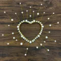 Gold wire pearl heart crown cake topper wedding birthday party baking decoration props - Heart White