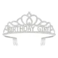 Bella tiara corona compleanno strass argento per festa ragazza con pettini capelli - GIRL Argento + Strass Bianco