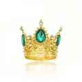 Corona in lega d'oro con strass verdi, ideale per decorare torte e feste di compleanno. - Oro con zircone verde