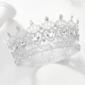 Squisita corona di strass in lega d'argento stile barocco per sposa e feste. - Argento + Strass a Cuore Bianco