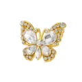Dettaglio accessorio DIY farfalla strass dorato, cristalli scintillanti per custodia telefono. - Design a Farfalla / Oro con zircone bianco