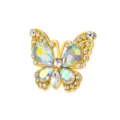 Primo piano del ciondolo a farfalla in cristal con pietre iridescenti per lavori fai da te. - Design a Farfalla / Oro + Strass AB
