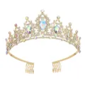 Tiara strass oro corona sposa con pettine per capelli per matrimonio festa accessori capelli - Oro + Strass AB