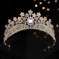 Stunning gold baroque rhinestone bridal tiara crystal wedding pageant crown hair accessory. - Gold + Multicolor Rhinestone
