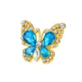 Ciondolo farfalla in lega dorata fai da te cristallo blu scintillante strass decorazione scarpa - Design a Farfalla / Oro + Strass Blu Lago