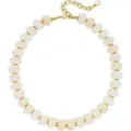 Elegante goldene und weisse Perlen-Schluesselbein-Halskette geometrischer Harz-Modeschmuck. - Zwischenperlen Stil / Elfenbein