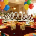 Gold rhinestone 90th birthday tiara crown headband with hair combs for party decor - 90 Years Old