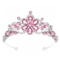 Stunning pink crystal bridal tiara detail, sparkling rhinestone hair accessory crown. - Silver with Pink Rhinestone