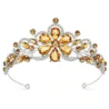 Bridal rhinestone wedding crown detail shot, elegant crystal tiara headband for women and girls. - Silver With Coffee Rhinestones