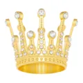Couronne en strass alliage doré décoration de gâteau pour anniversaire et table de dessert - Style Multi-couches Diamant Rond (X-035) / Or
