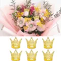 Details of the 6-pack gold alloy mini crown hair accessories and lovely birthday cake toppers. - 6 Pieces/Pack / Gold