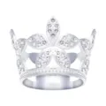 Silver crystal rhinestone crown tiara cake topper for kids birthday party decorative hair accessory - Petal Hollow Style (X-037) / Silver
