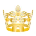 Gold alloy rhinestone crown cake topper small tiara decorative ornament exquisite detail - Petal Hollow Style (X-037) / Gold