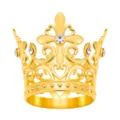 Mini couronne dore topper de gateau et accessoire de cheveux anniversaire avec strass brillants. - Style Lys à la Croix (X-033) / Or