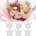 Mini alloy crown cake topper 6-pack sparkling rhinestone tiara hair accessory for kids birthday - 6 Pieces/Pack / Silver