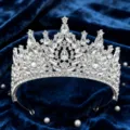 Luxueux diadème couronne de mariée baroque en strass argenté pour mariage chic. - Argent Avec Strass Blanc