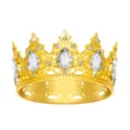 Close-up detail of a baroque gold crown with crystal rhinestones, ideal for party decor. - Gold and White Zirconia