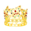 Dettaglio corona farfalla dorata, squisita tiara in lega con strass colorati per feste. - Oro con strass colorati