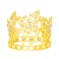 Dettaglio corona torta farfalla strass oro, decorazione festa scintillante. - Oro con Strass AB
