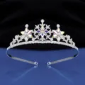 Koreaanse stijl kinderen kristal sneeuwvlok tiara haarband, kleurrijke strass kroon. - H-007 zilver AB