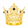 Gouden kroon taartdecoratie met zwarte strass steentjes, perfect voor verjaardag en bloemen. - Goud (Zwarte Strass)