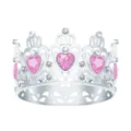 Corona diadema in lega d'argento con strass di cristallo cuore rosa per festa decoro - Argento + Strass Rosa