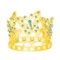 Primo piano sui dettagli della corona a farfalla dorata con strass blu scintillanti. - Oro con strass blu lago